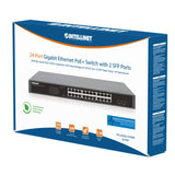 24-portowy przełącznik Gigabit Ethernet PoE+ z 2 slotami SFP Packaging Image 2