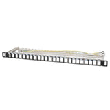 Patch panel otwarty, 24 sloty na moduły Keystone, ekranowany, 0,5U, z tacką na przewody Image 1