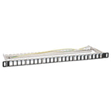 Patch panel otwarty, 24 sloty na moduły Keystone, ekranowany, 0,5U, z tacką na przewody Image 2