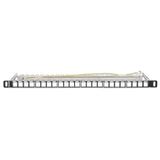Patch panel otwarty, 24 sloty na moduły Keystone, ekranowany, 0,5U, z tacką na przewody Image 3
