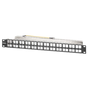 Patch panel otwarty, 48 slotów na moduły Keystone, ekranowany, 1U, z tacką na przewody Image 1