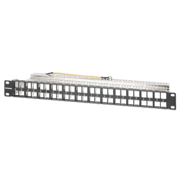 Patch panel otwarty, 48 slotów na moduły Keystone, ekranowany, 1U, z tacką na przewody Image 1