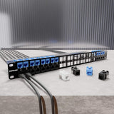 Patch panel otwarty, 48 slotów na moduły Keystone, ekranowany, 1U, z tacką na przewody Image 6
