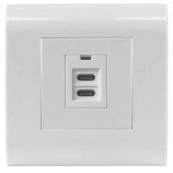 2-Portowe Gniazdko Ścienne USB-C z Ramką Image 1